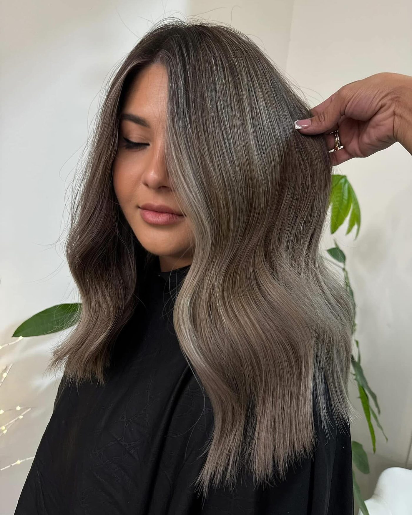 Ash brunette blended balayage