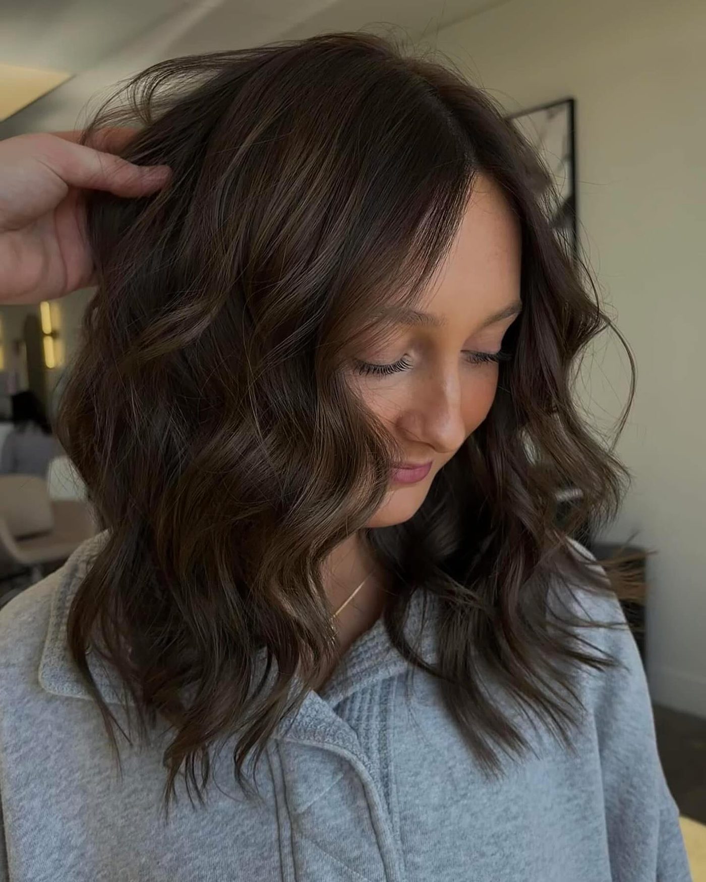 Cocoa brown wavy lob
